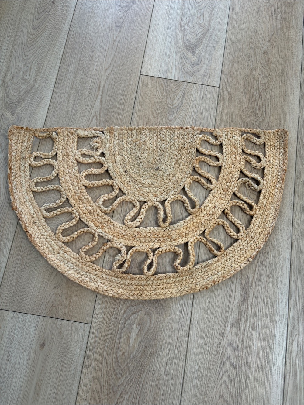 Handwoven Natural Jute Half-Moon Doormat - Neutral